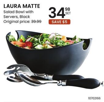 Stokes Laura matte salad bowl with servers offer