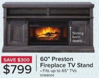 Leon's 60" Preston Fireplace TV Stand offer