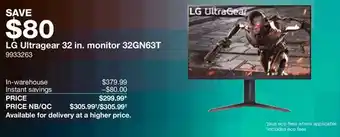 Costco Lg ultragear 32 in. monitor 32gn63t offer