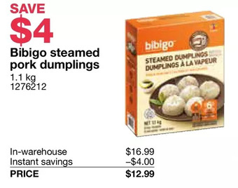 Costco Bibigo steamed pork dumplings offer