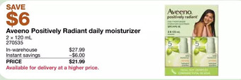 Costco Aveeno positively radiant daily moisturizer offer