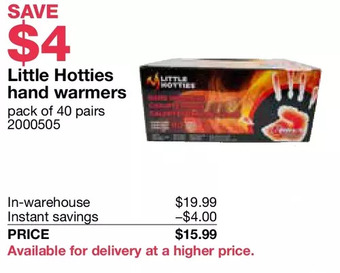 Costco Little hotties hand warmers offer
