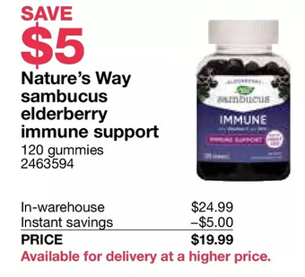 Costco Nature's way sambucus elderberry immune support offer