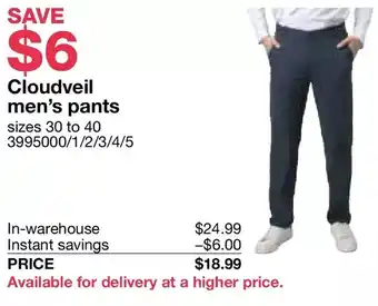 Costco Cloudveil men's pants offer