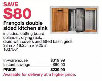 Costco Francois double sided kitchen sink offer