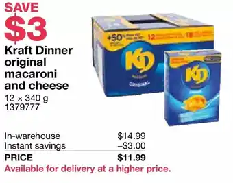 Costco Kraft dinner original macaroni and cheese offer