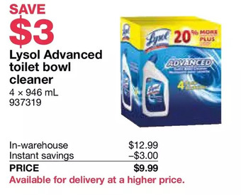Costco Lysol advanced toilet bowl cleaner offer