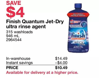 Costco Finish quantum jet-dry ultra rinse agent offer