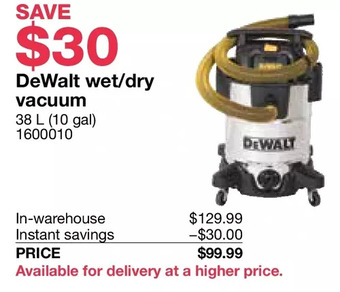 Costco Dewalt wet/dry vacuum offer