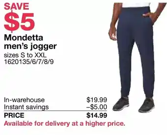 Costco Mondetta men's jogger offer