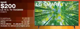 Costco Lg 75 in. tv 75uq8000 offer