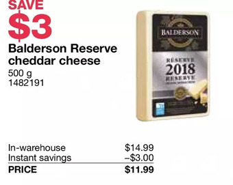 Costco Balderson reserve cheddar cheese offer