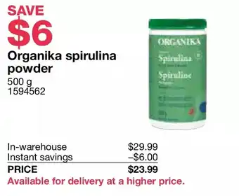 Costco Organika spirulina powder offer
