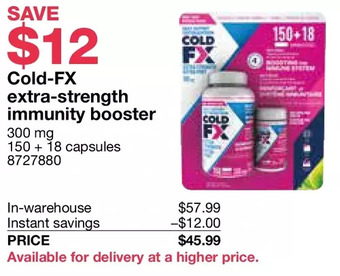 Costco Cold-fx extra-strength immunity booster offer