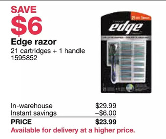 Costco Edge razor offer