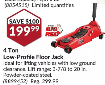 Princess Auto Torin big red 4 ton low-profile floor jack offer