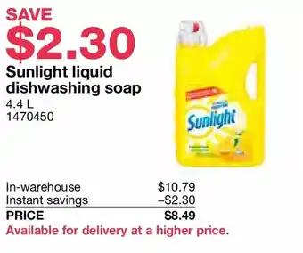 Costco Sunlight liquid dishwashing soap offer