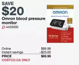 Costco Omron blood pressure monitor offer