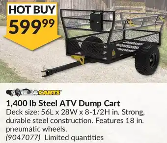 Princess Auto Gorilla carts 1,400 lb steel atv dump cart offer