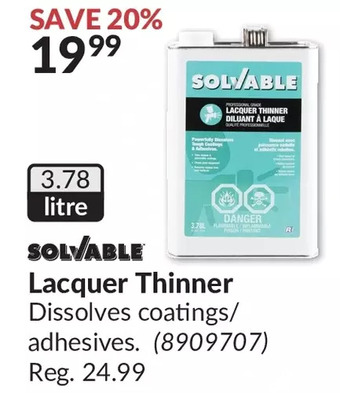 Princess Auto Solvable lacquer thinner offer