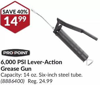 Princess Auto Pro.point 6,000 psi lever-action grease gun offer