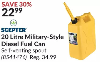 Princess Auto Scepter 20 litre military-style diesel fuel can offer