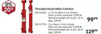 Princess Auto Shurlift threaded head utility cylinders 1-1/2 in. bore x 6 in. stroke | 2 in. bore x 14 in . stroke offer