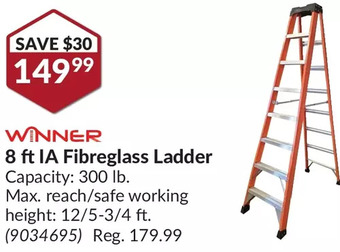 Princess Auto Winner 8 ft ia fibreglass ladder offer