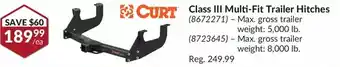 Princess Auto Curt class iii multi-fit trailer hitches offer