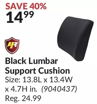 Princess Auto Black lumbar support cushion offer