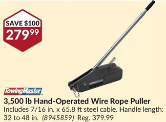 Princess Auto 3,500 lb hand-operated wire rope puller offer