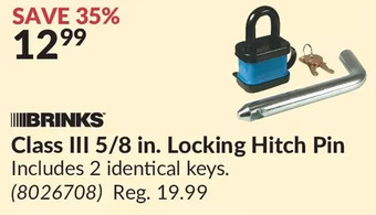 Princess Auto Brinks class iii 5/8 in. locking hitch pin offer