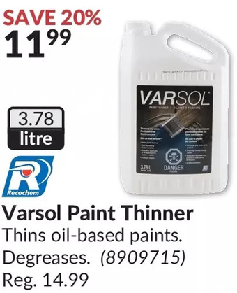 Princess Auto Varsol paint thinner offer