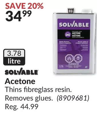 Princess Auto Solvable acetone offer
