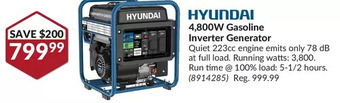 Princess Auto Hyundai 4,800w gasoline inverter generator offer