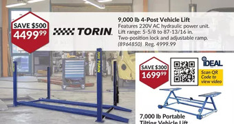Princess Auto Torin 9,000 lb 4-post vehicle lift offer
