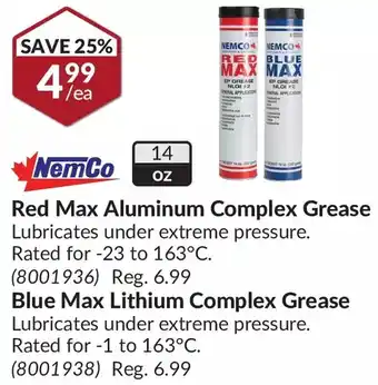 Princess Auto Red max aluminum complex grease | blue max lithium complex grease offer