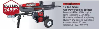 Princess Auto Red rock 40 ton 420cc gas-powered log splitter offer