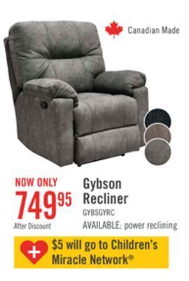 The Brick Gybson polyester recliner - grey offer