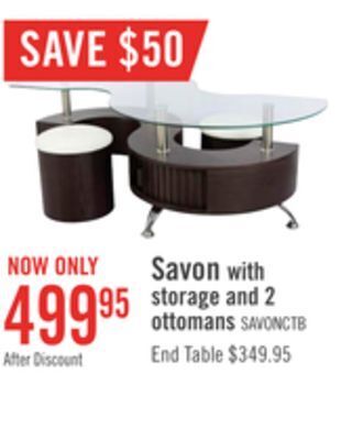 The Brick Savon coffee table with two ottomans - walnut offer