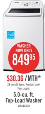 The Brick Samsung 5 cu. ft. top-load washer - wa44a3205aw/a4 offer
