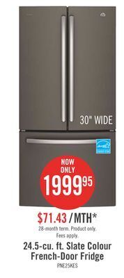 The Brick Ge profile 24.5 cu. ft. french-door refrigerator with space-saving icemaker – pne25nmlkes offer