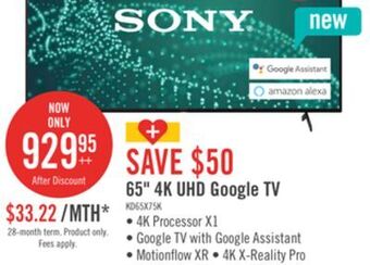 The Brick Sony bravia 65" x75k 4k hdr smart tv - 2y4369 offer