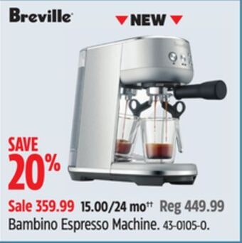 Canadian Tire Breville bambino espresso machine offer