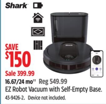 Canadian Tire Shark ez robot vacuum with self-empty base offer