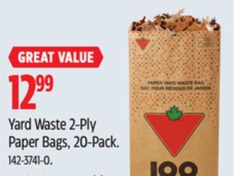 Canadian Tire Yard waste 2-ply paper bags, 20-pack offer