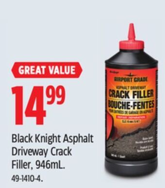 Canadian Tire Black knight asphalt driveway crack filler, 946ml offer