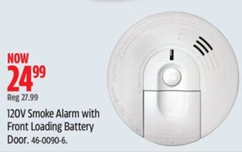 Canadian Tire 120v smoke alarm with front loading battery door offer