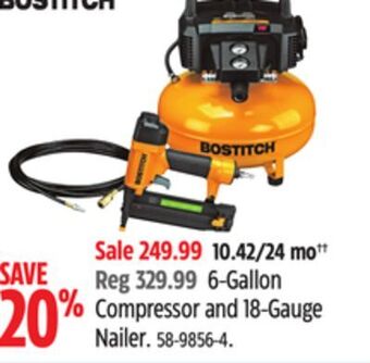 Canadian Tire Bostitch 6-gallon compressor and 18-gauge nailer offer