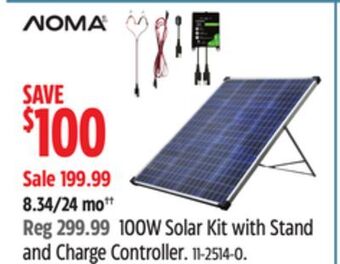 Canadian Tire Noma 100w solar kit with stand and charge controller offer